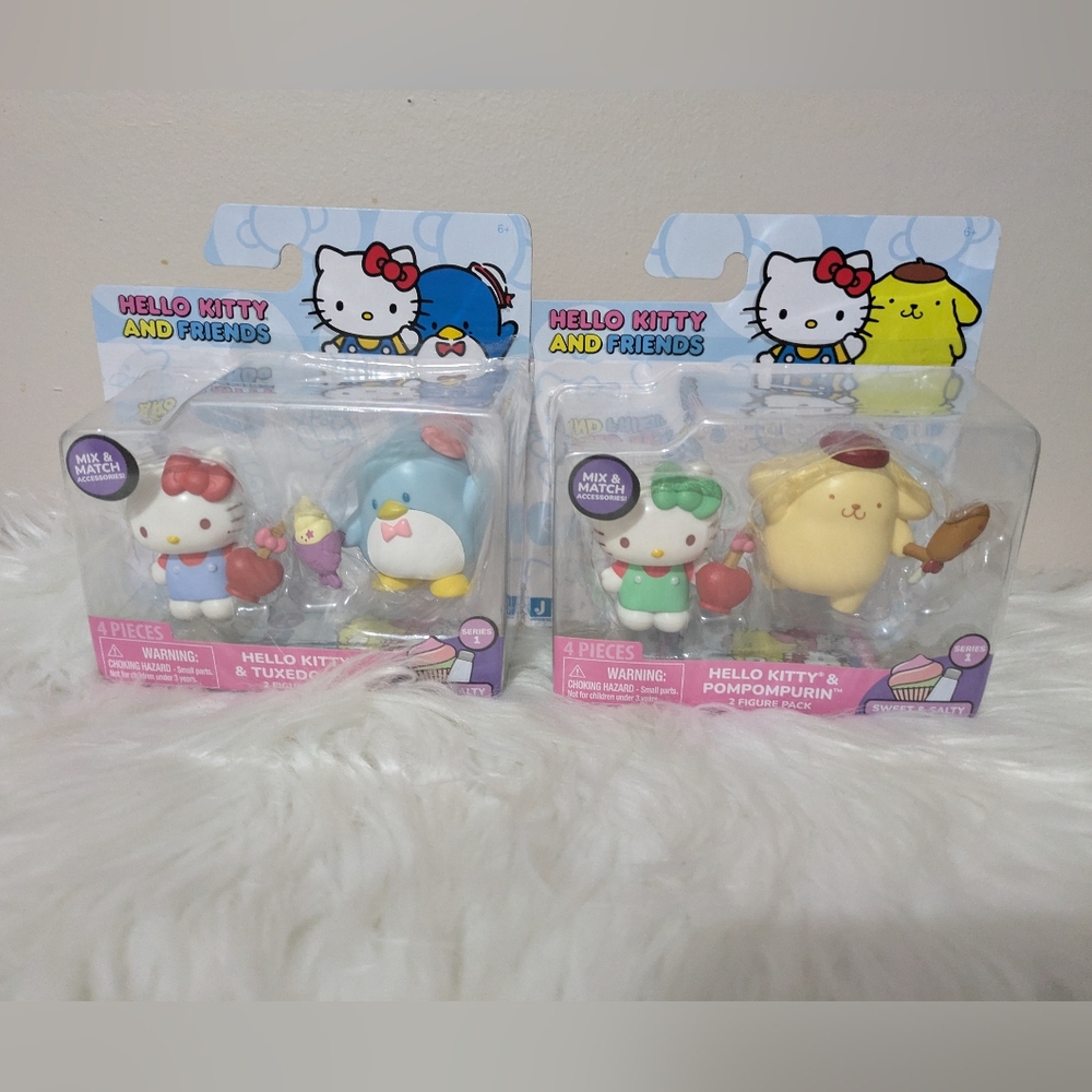 Hello Kitty & Friends Sweet & Salty 2 Figure Packs TuxedoSam PomPomPurin New